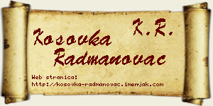Kosovka Radmanovac vizit kartica